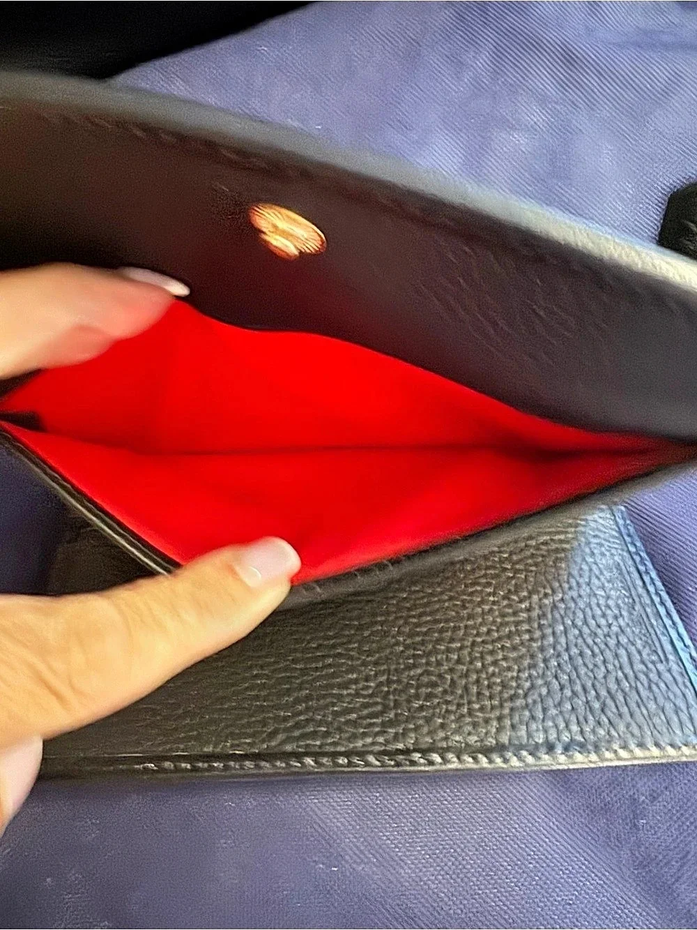 Dooney & Bourke Black Pebble Leather Wallet with Red Interior - Like New